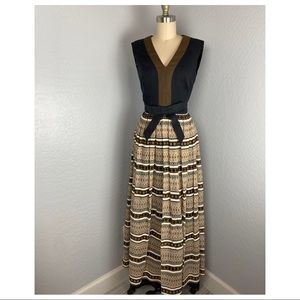 Vintage Miss Elliette Brown & Black Maxi Dress